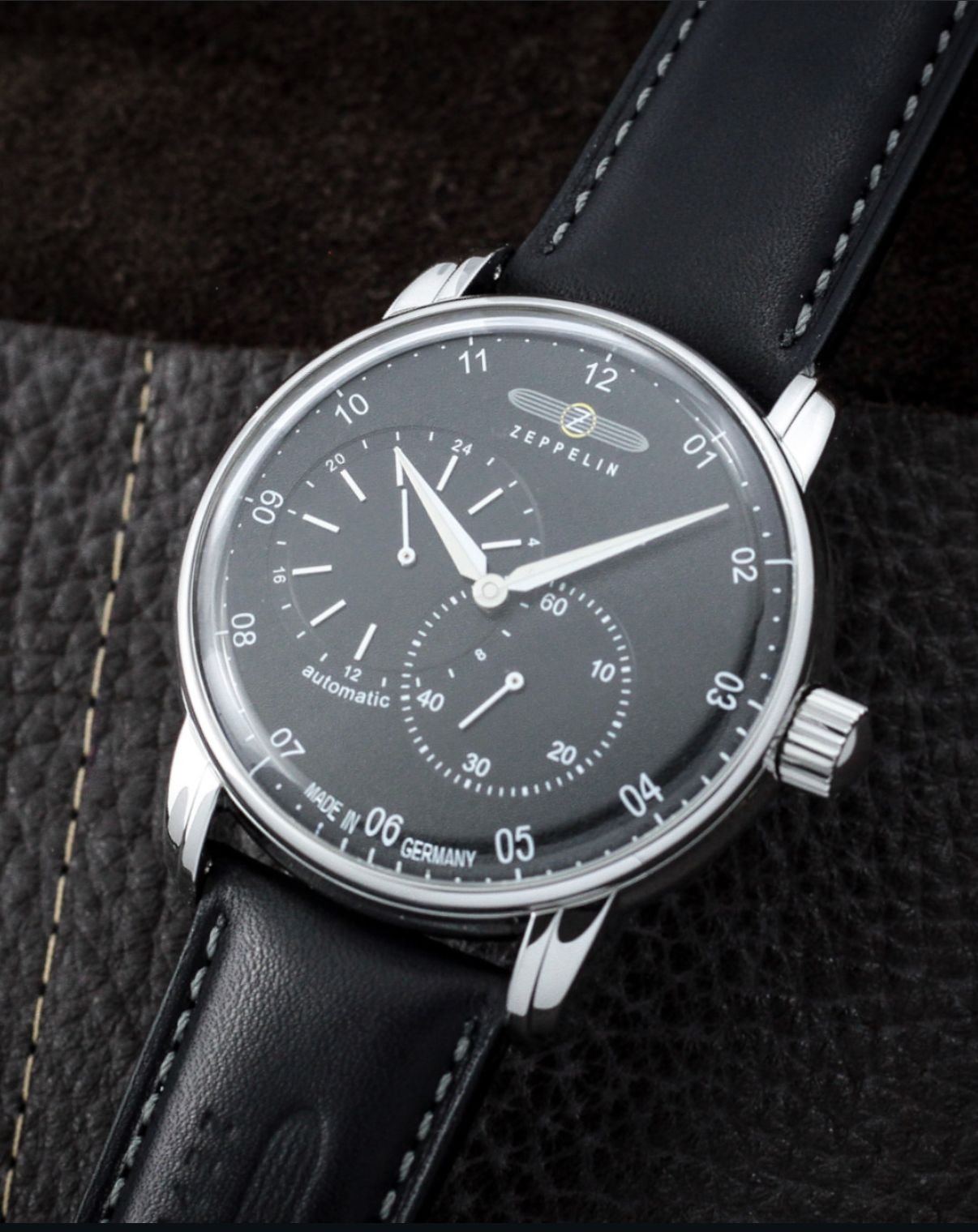 Zeppelin men’s automatic chronograph with leather strap - Image 2